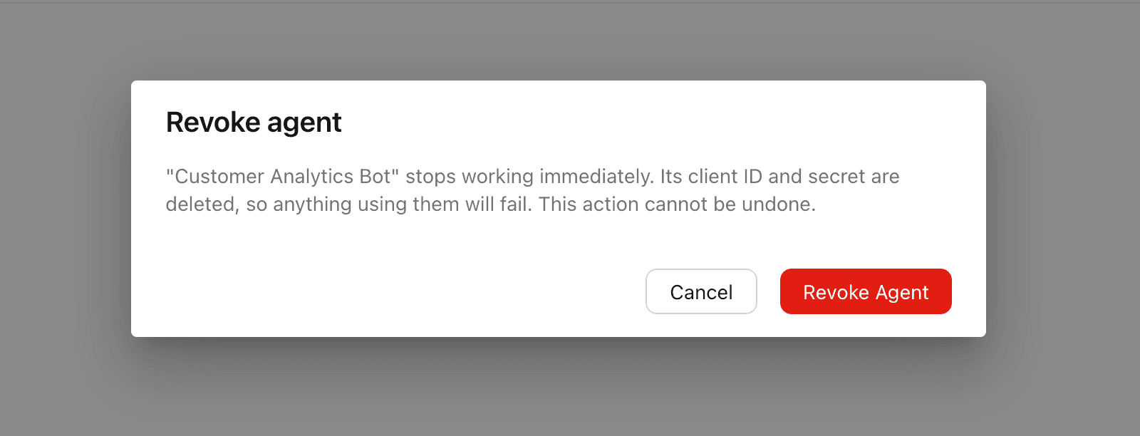 Revoke agent confirmation