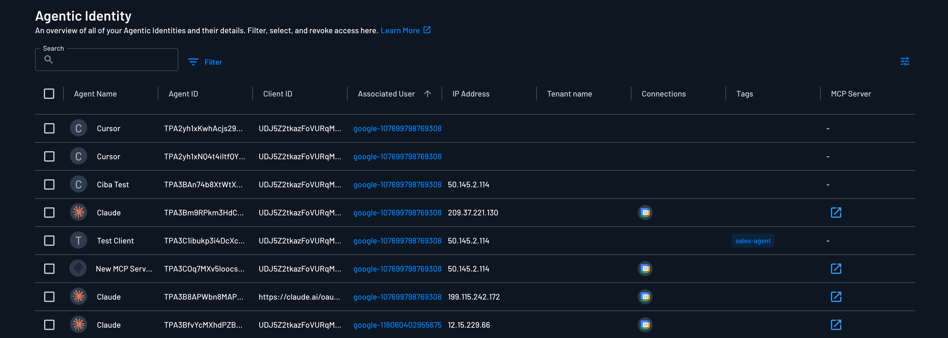 agentic identity hub list of clients