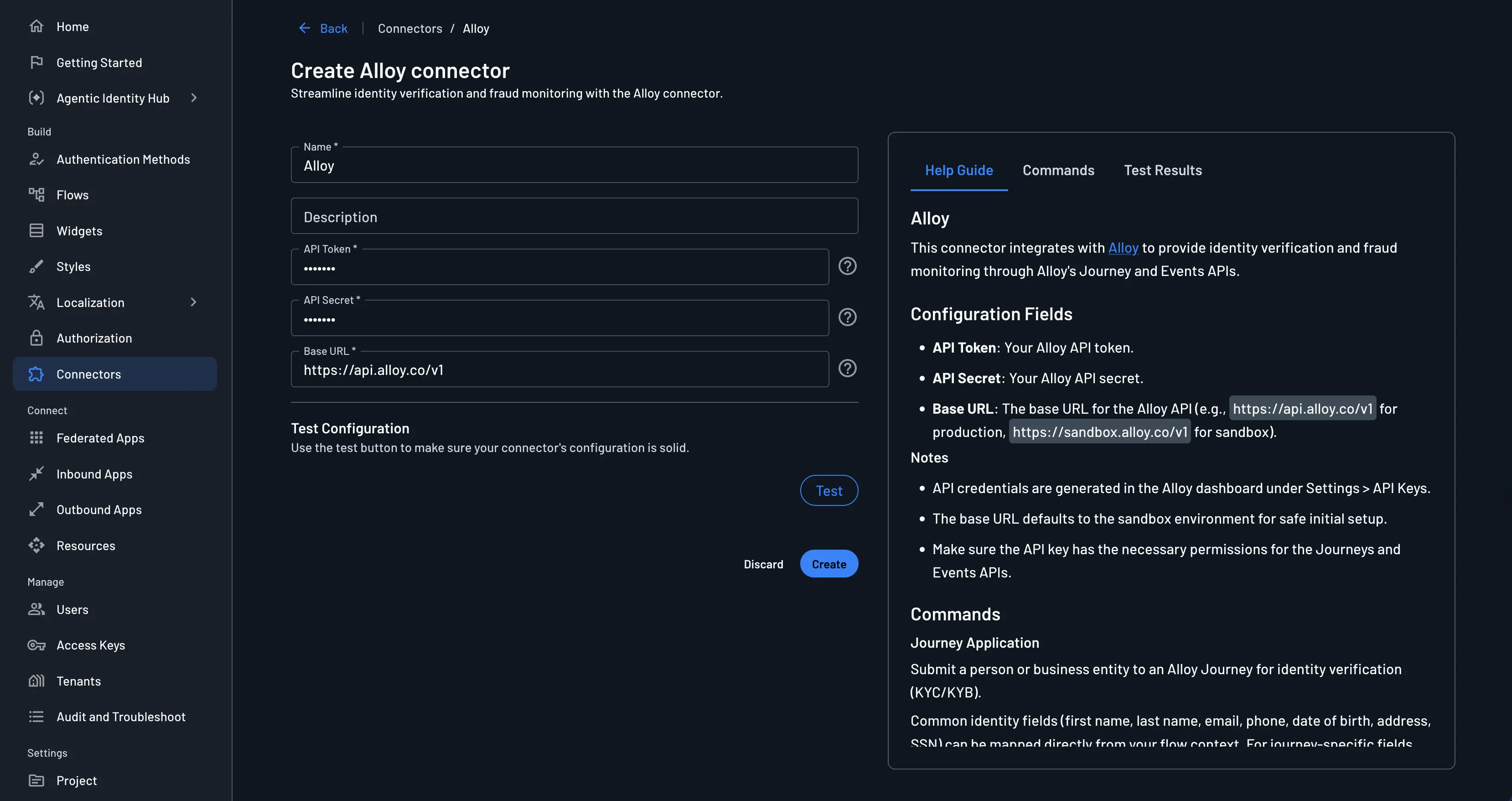 Alloy connector setup