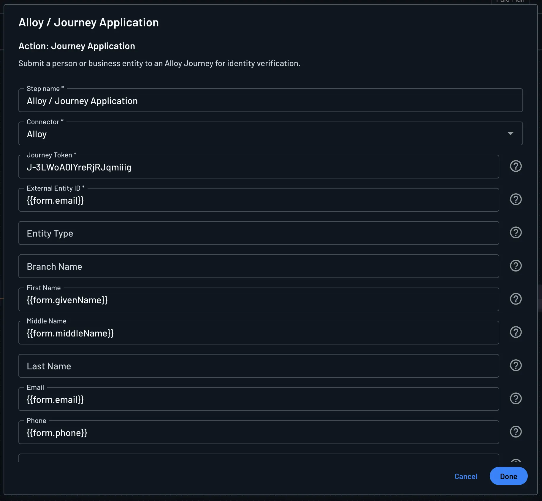 Alloy journey application response