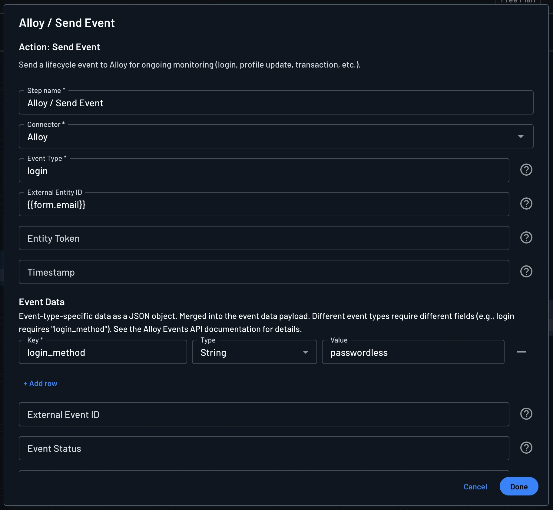 Alloy send event response
