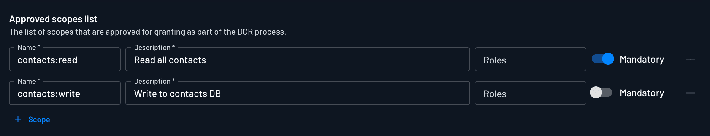 Approved Scopes List