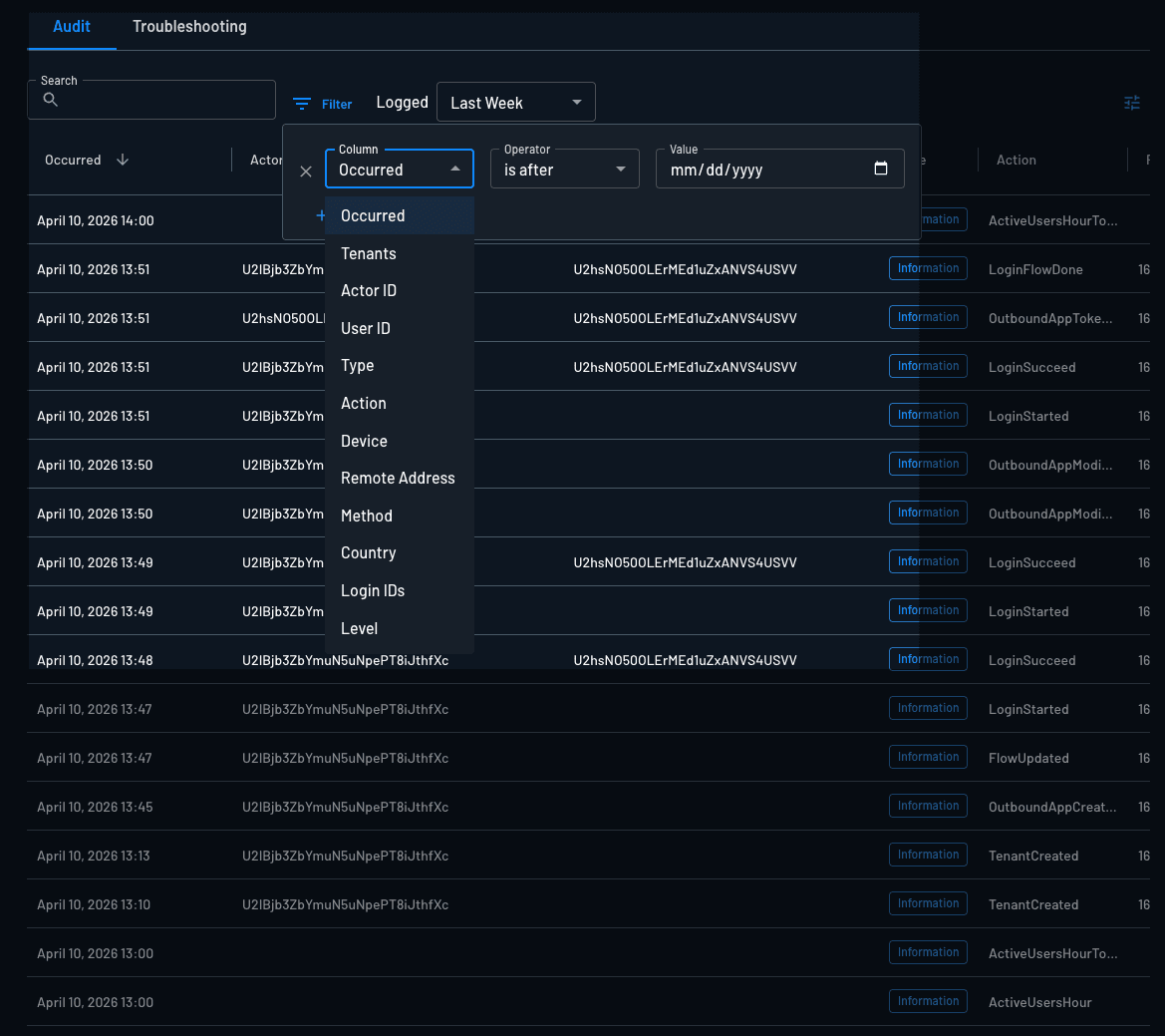 audit filtering example