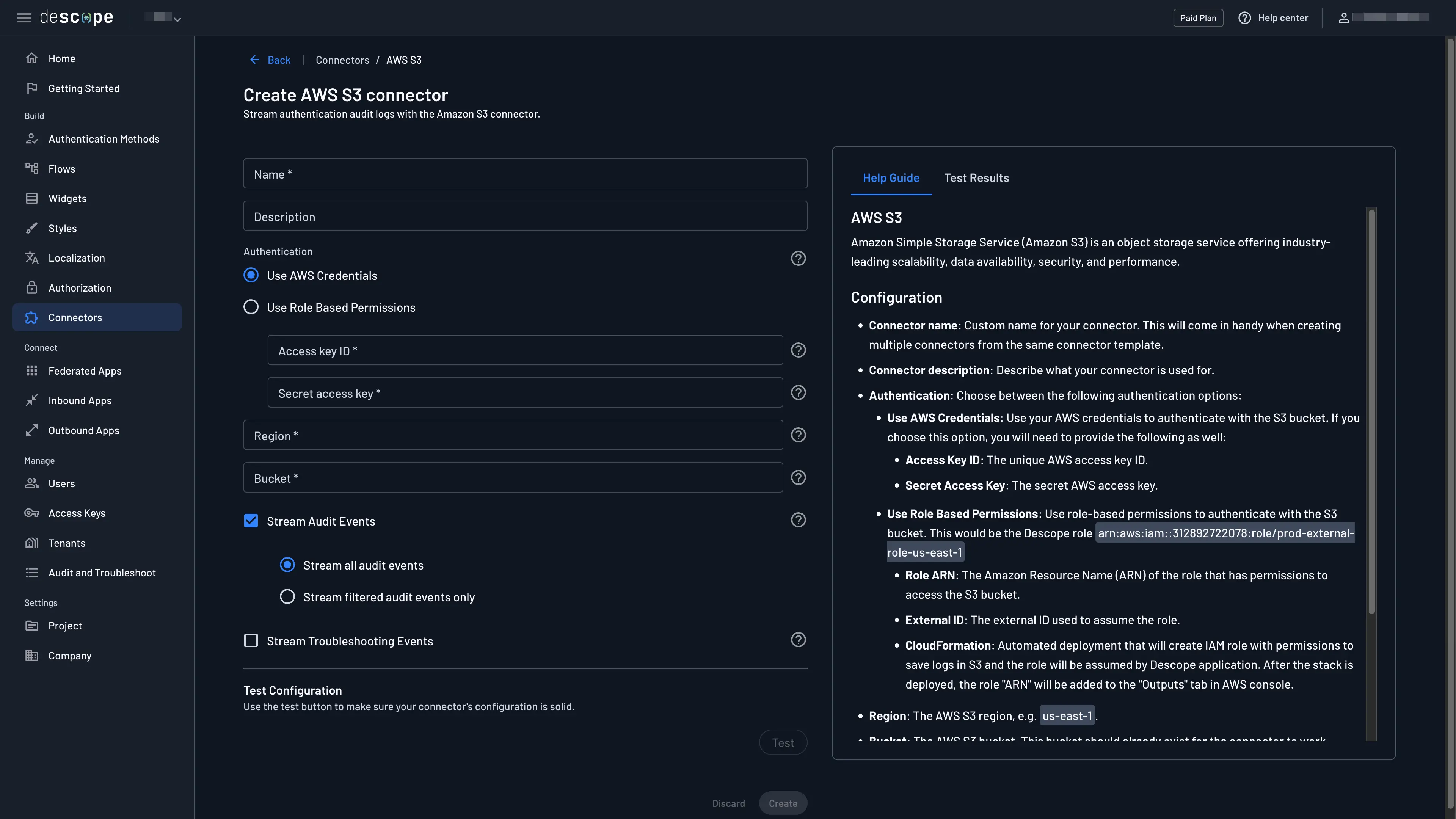 AWS S3 connector setup