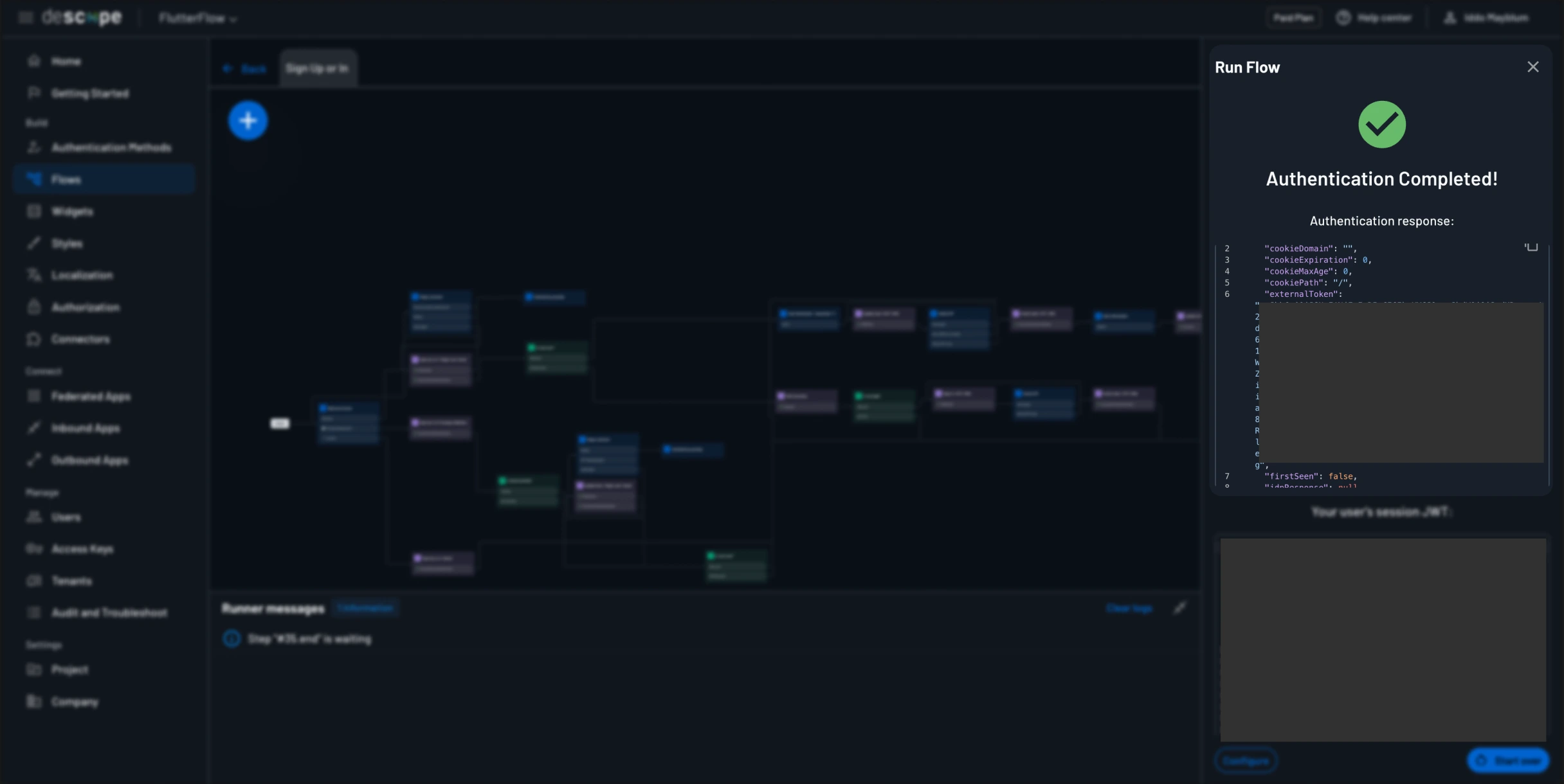 External token in response after flow runner