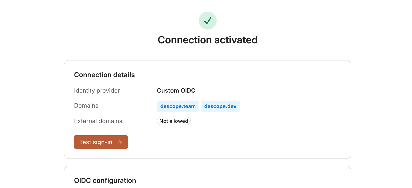 Claude custom OIDC connection activated