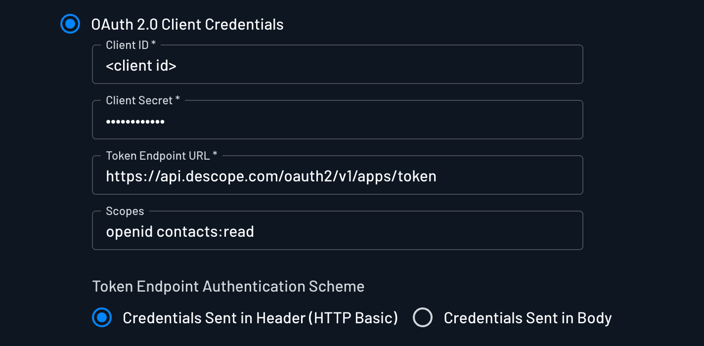 Client Credentials with Generic HTTP Connector