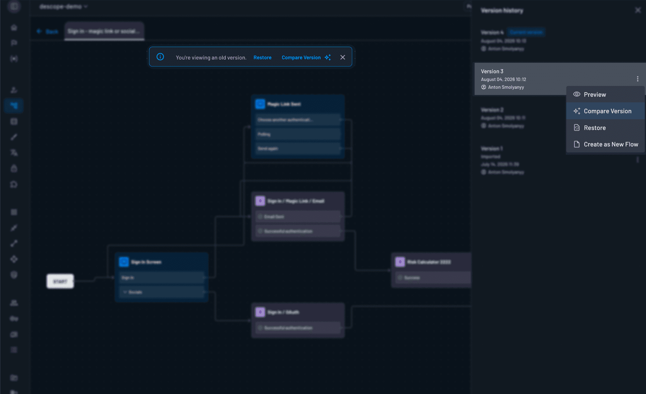 Compare flow version