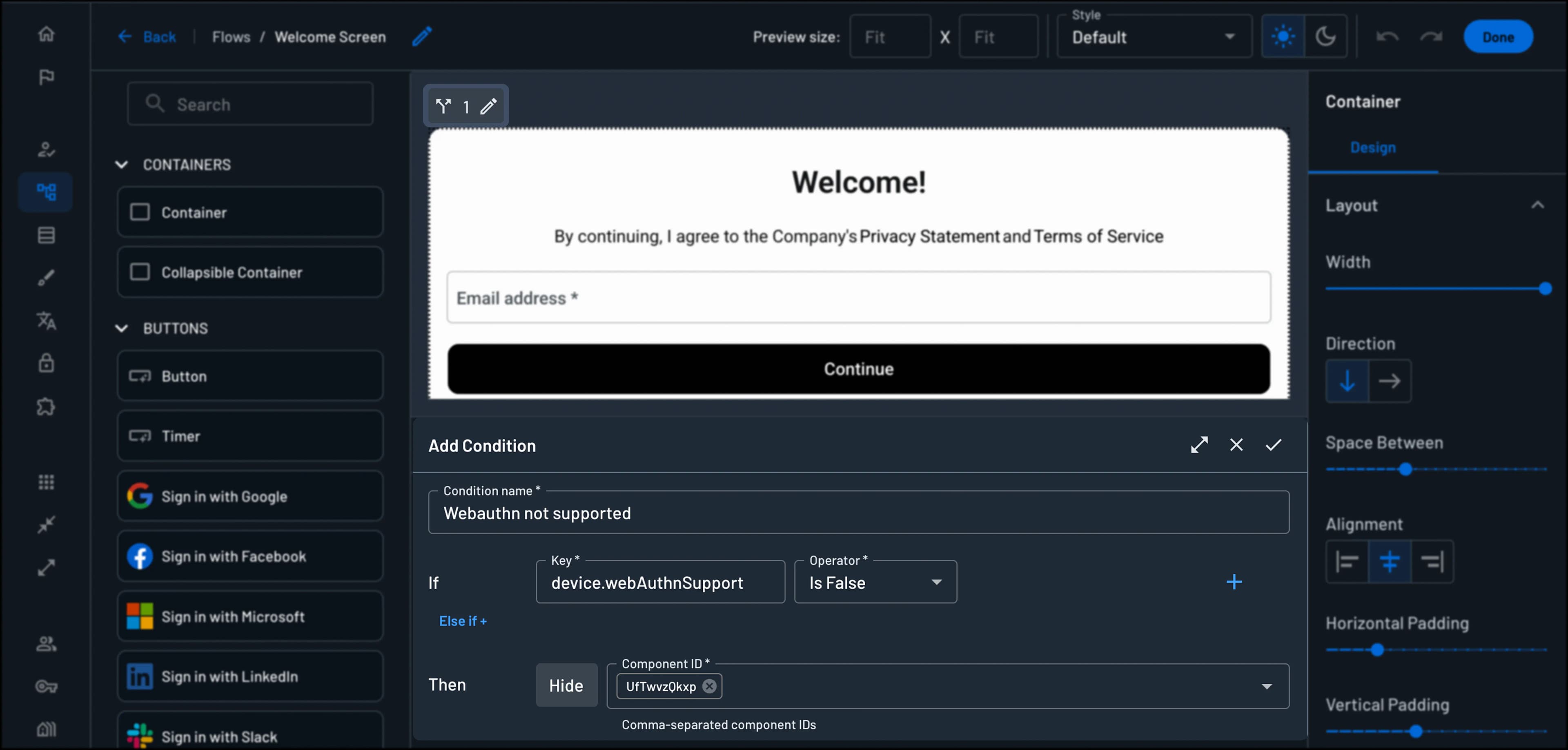 Descope conditional components