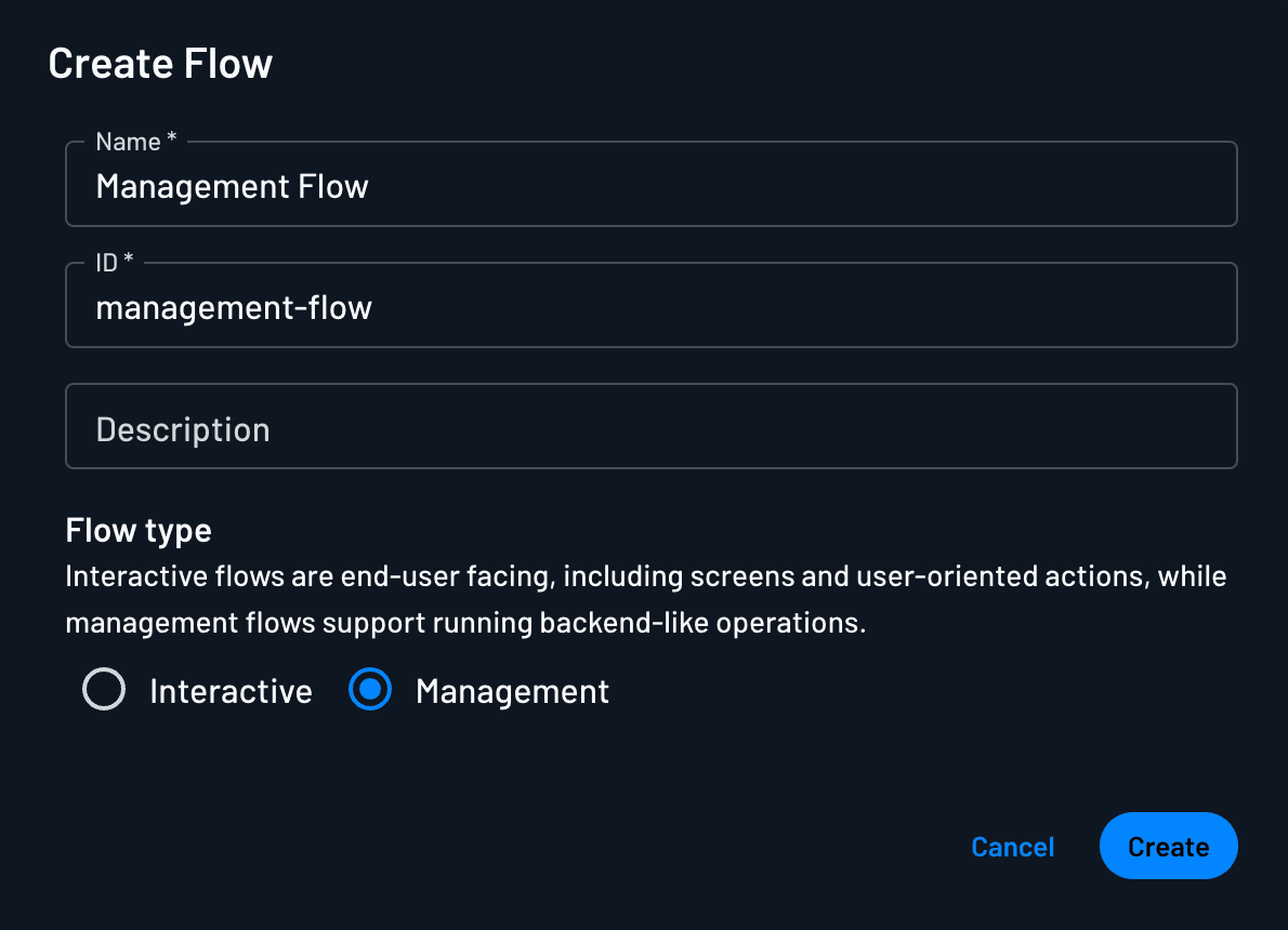 Create Management Flow