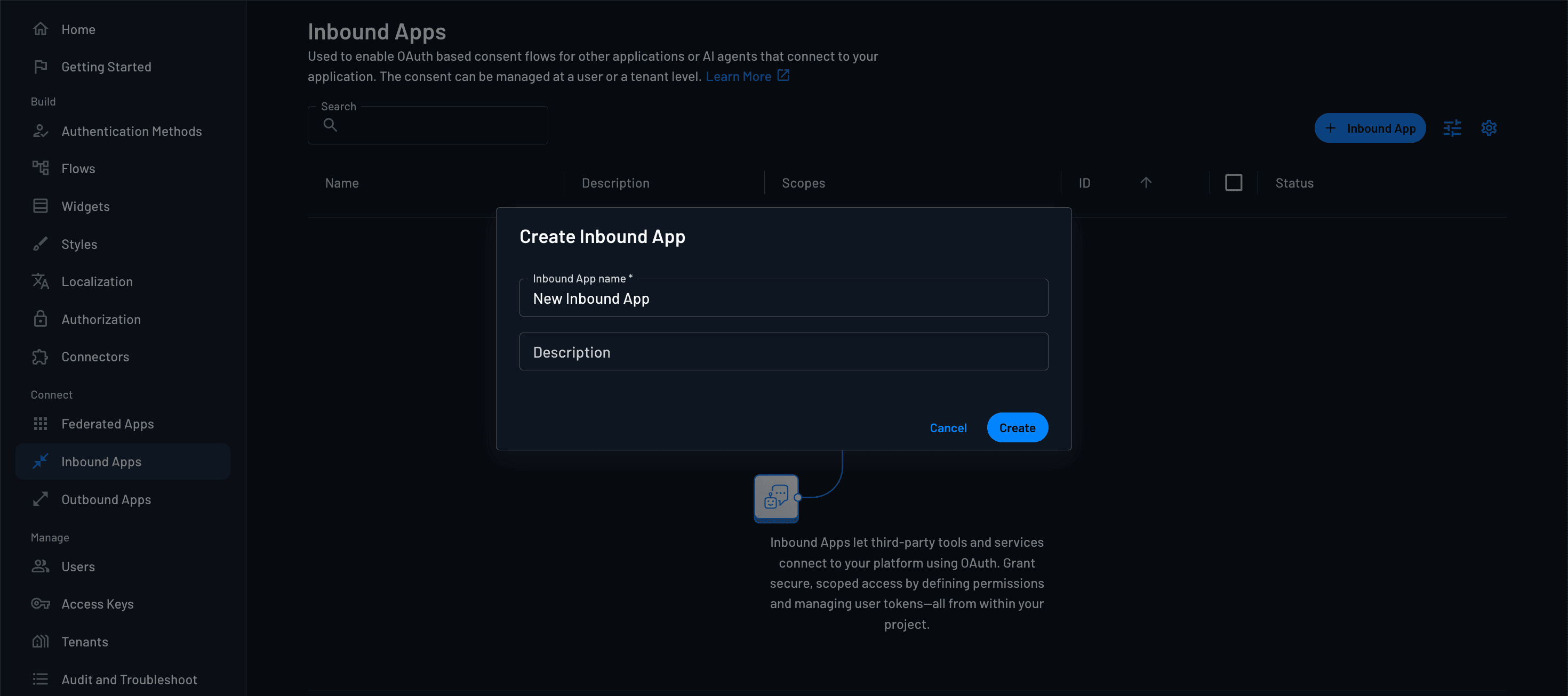 Creating an inbound app in Descope
