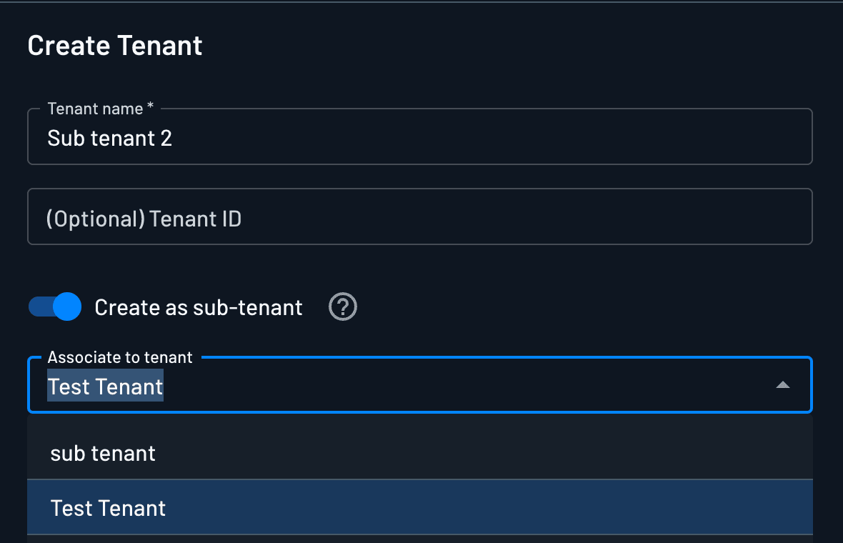 creating sub-tenant