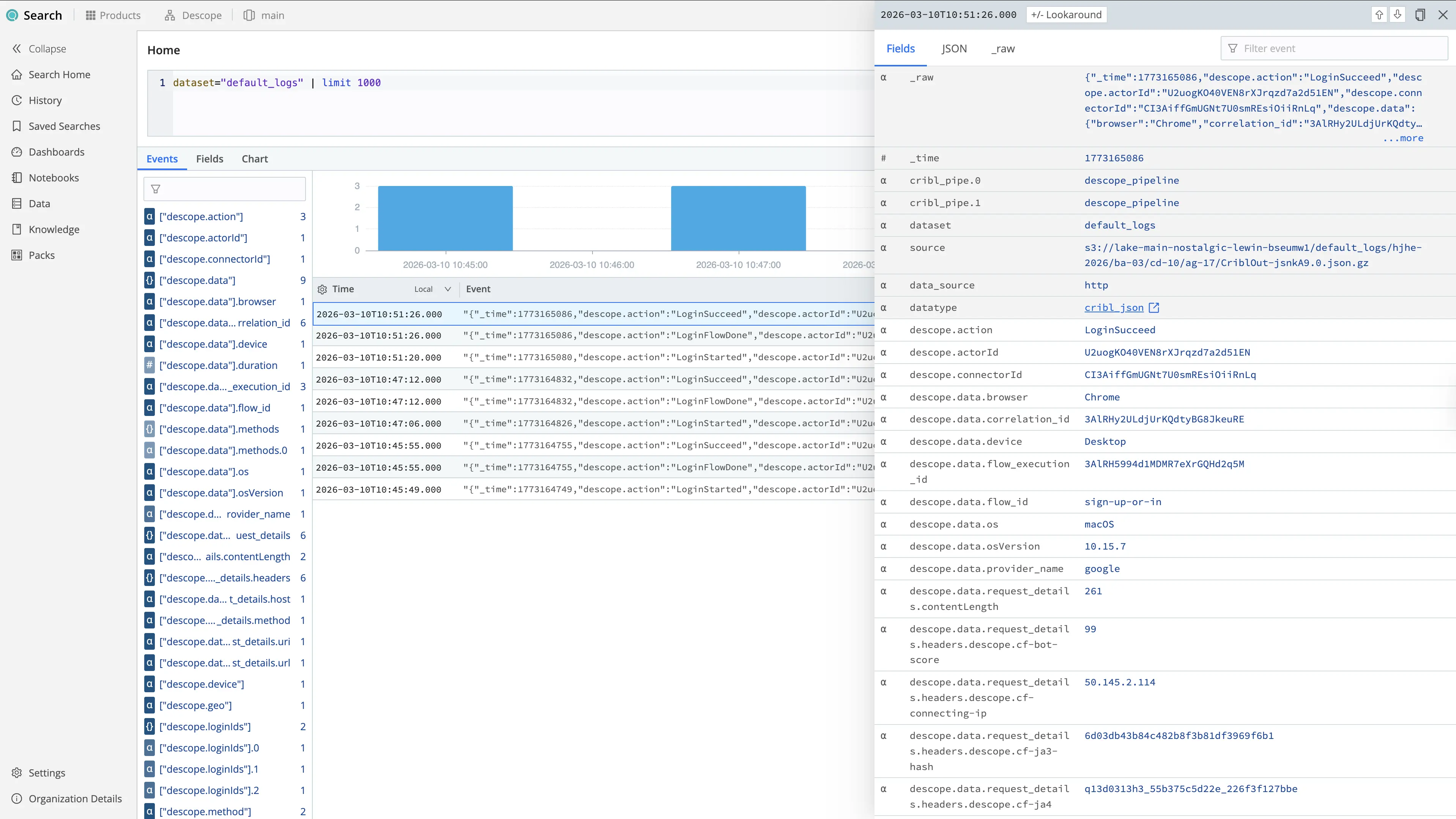 Viewing logs in Cribl Stream
