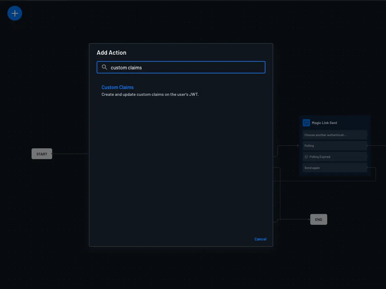 Descope custom claims management add to flow