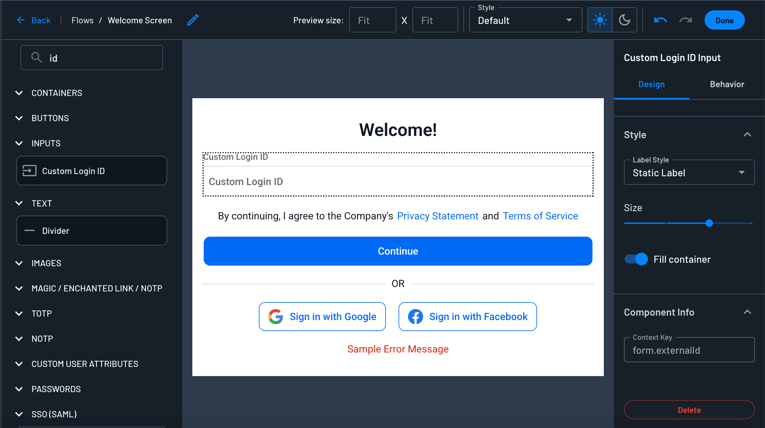 custom login id example