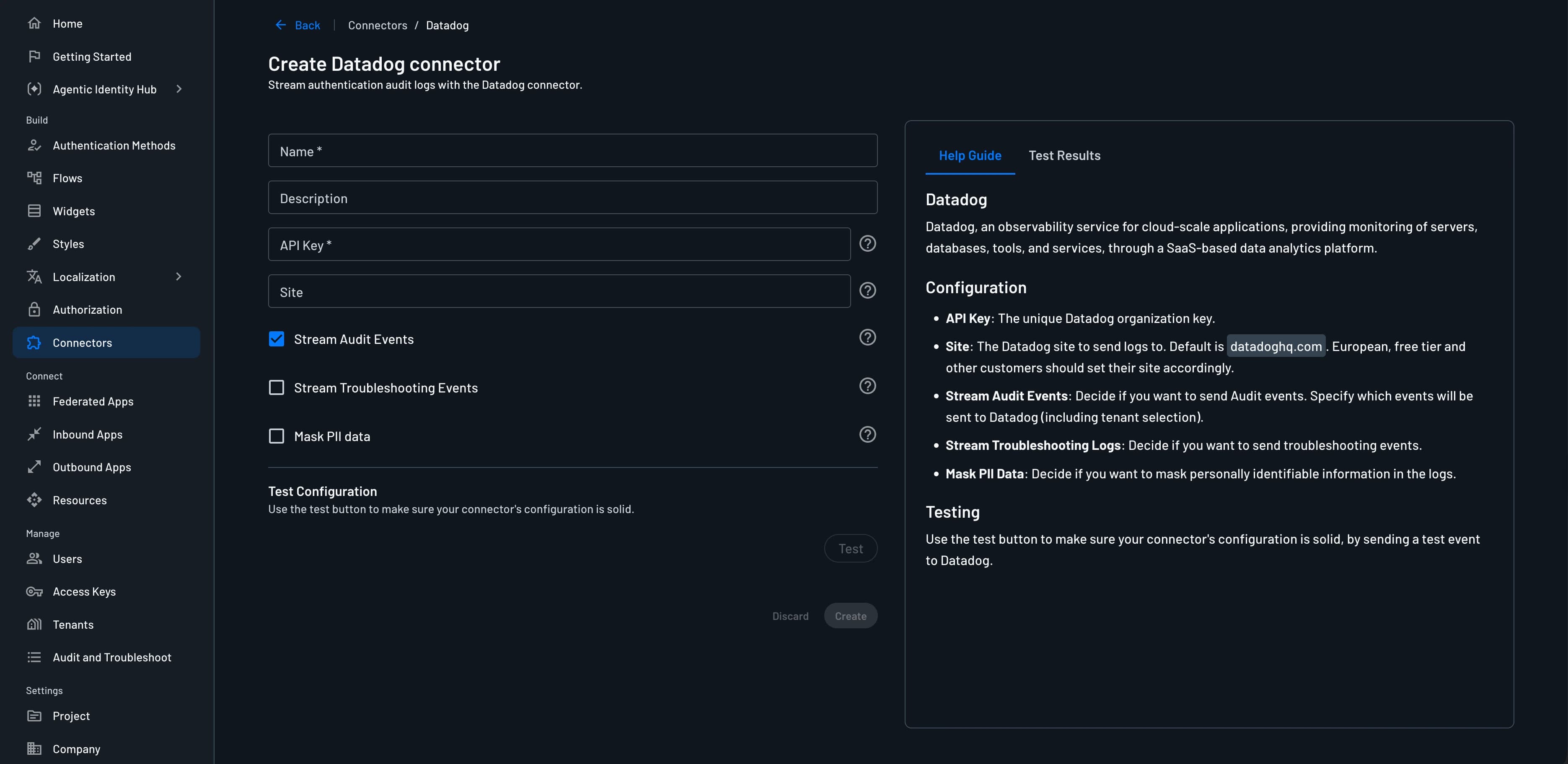 Datadog connector setup