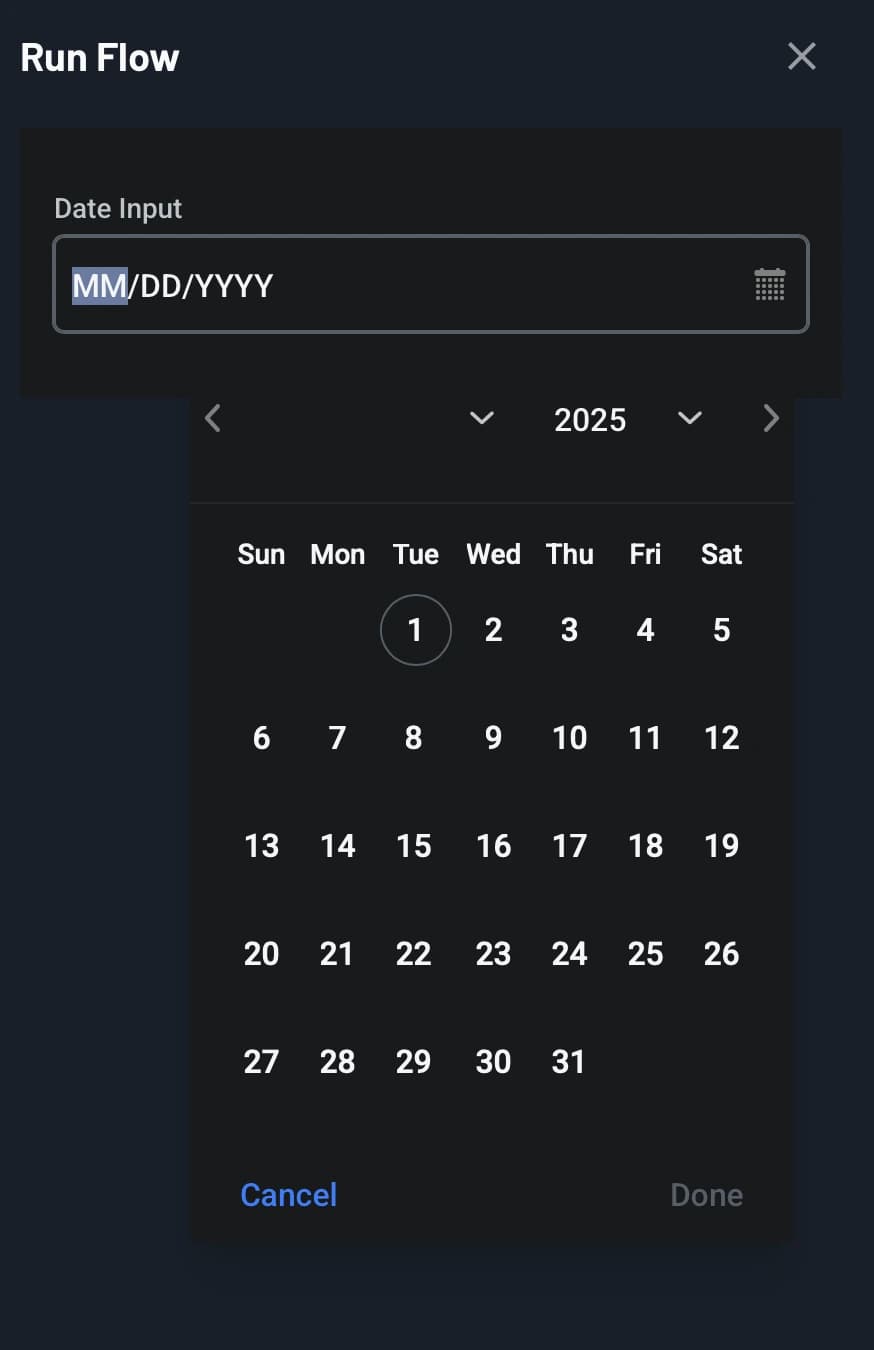 date component in Descope screen