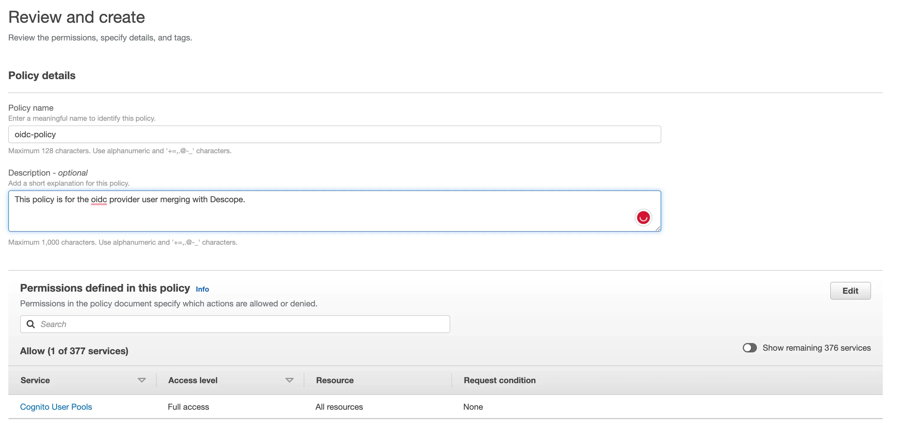Descope OIDC with AWS Cognito as auth provider setting up lambda trigger 4