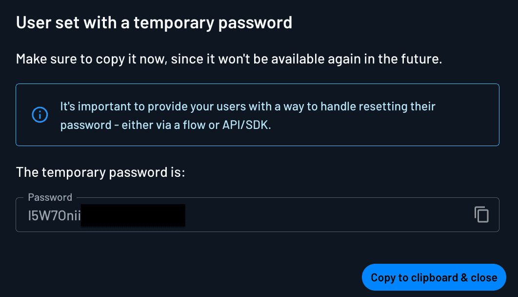 Display Temp Password