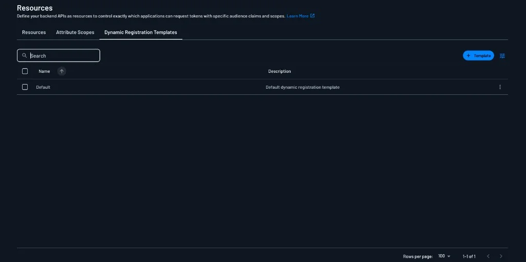 Dynamic Registration Templates tab in the Descope Console