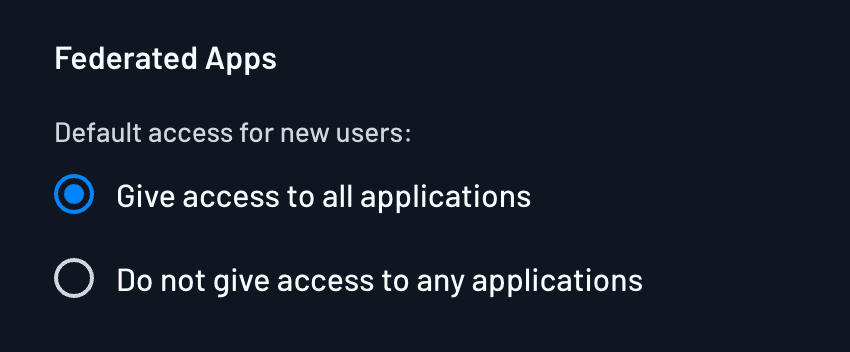Federated Apps Project Settings