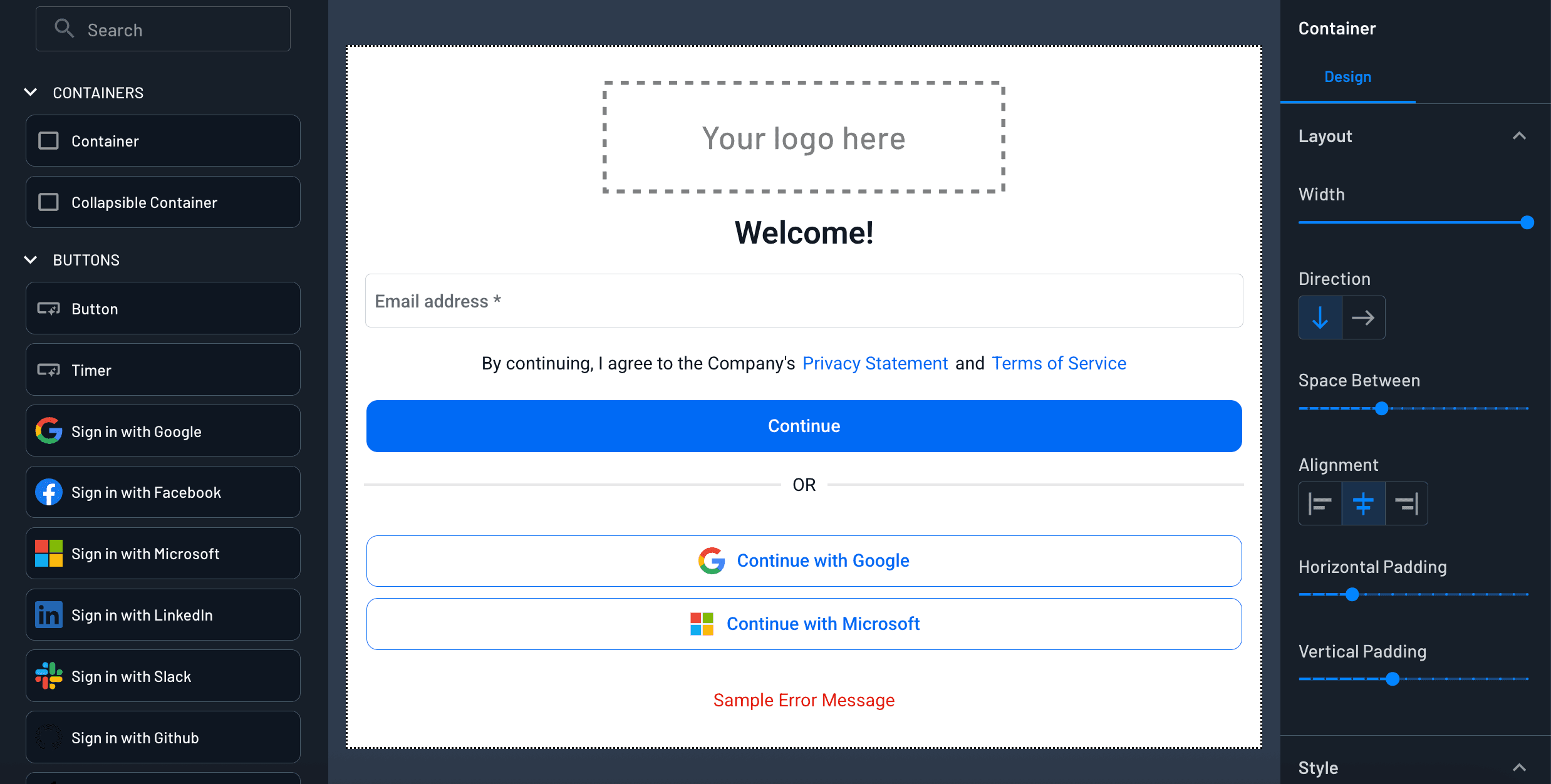 Descope screen builder example