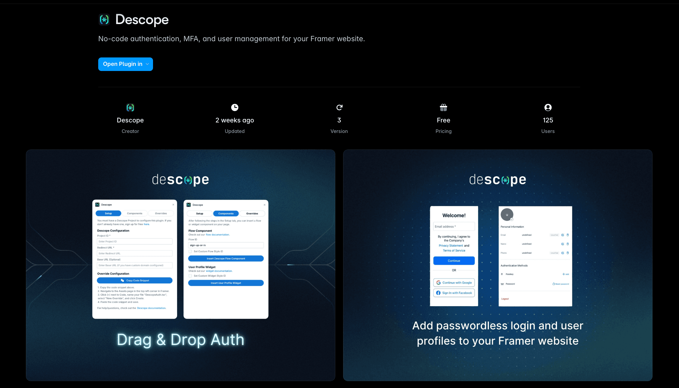 Descope Framer Marketplace Plugin