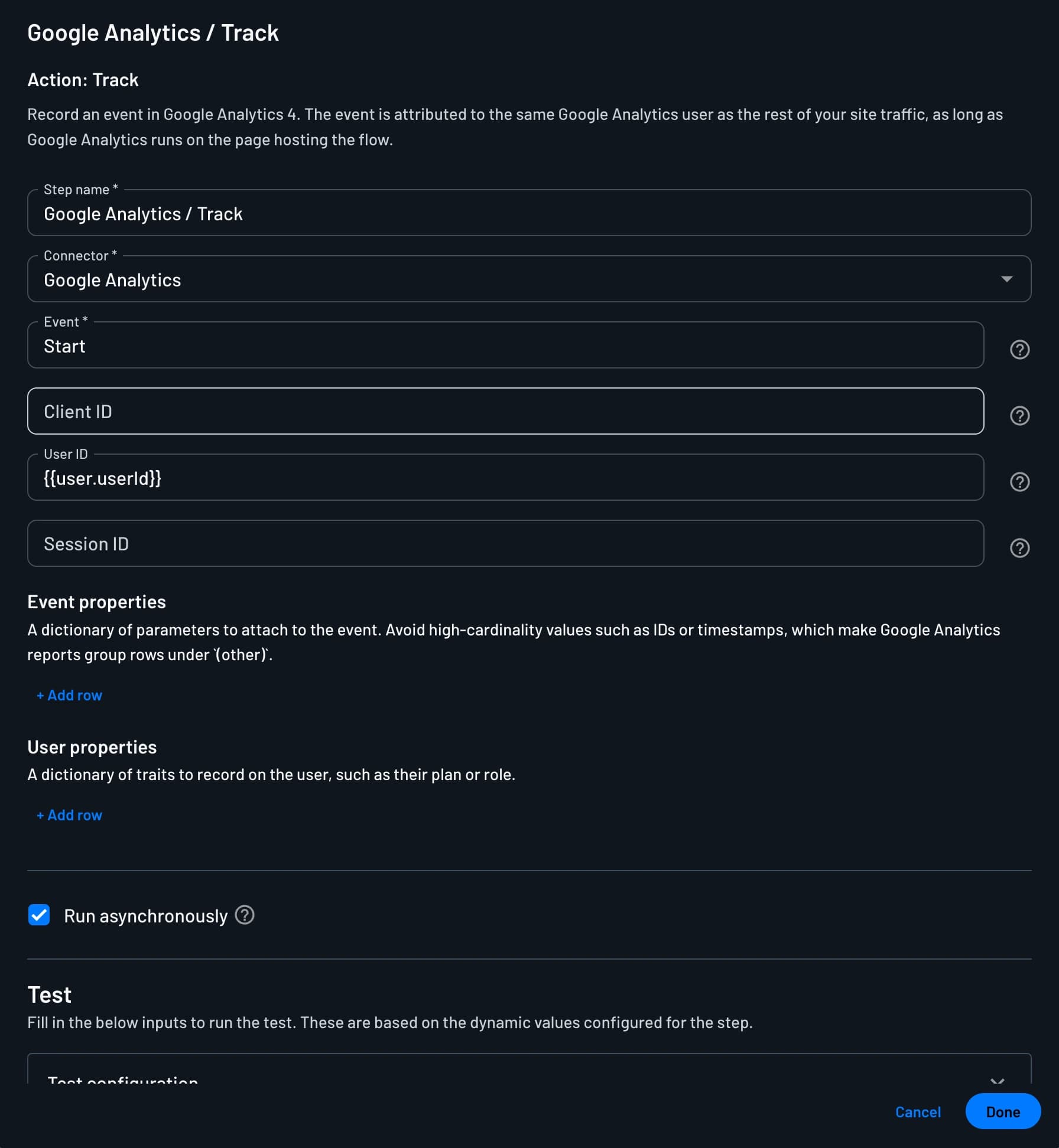 Google Analytics Action