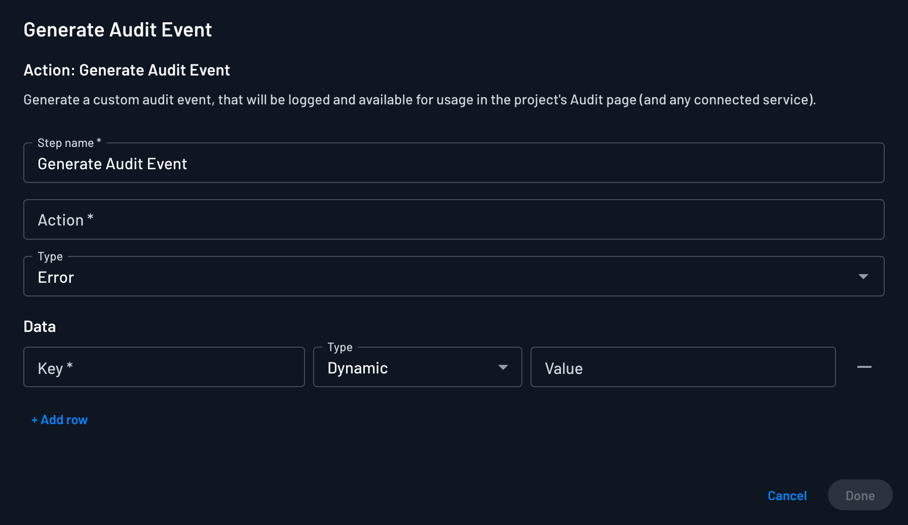 Generate Audit Event Configuration