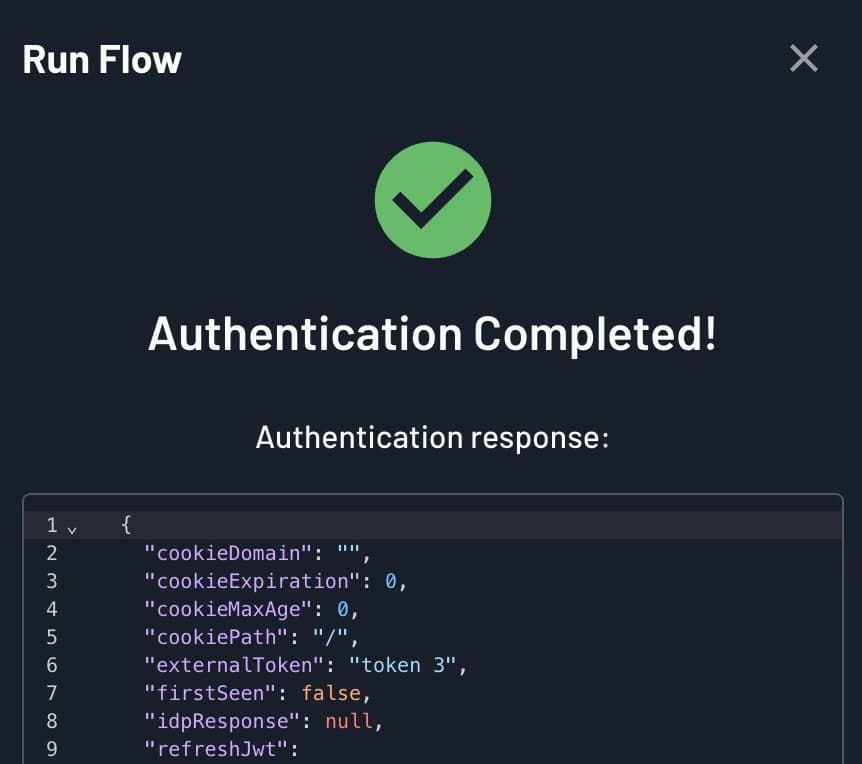 External token in response after flow runner