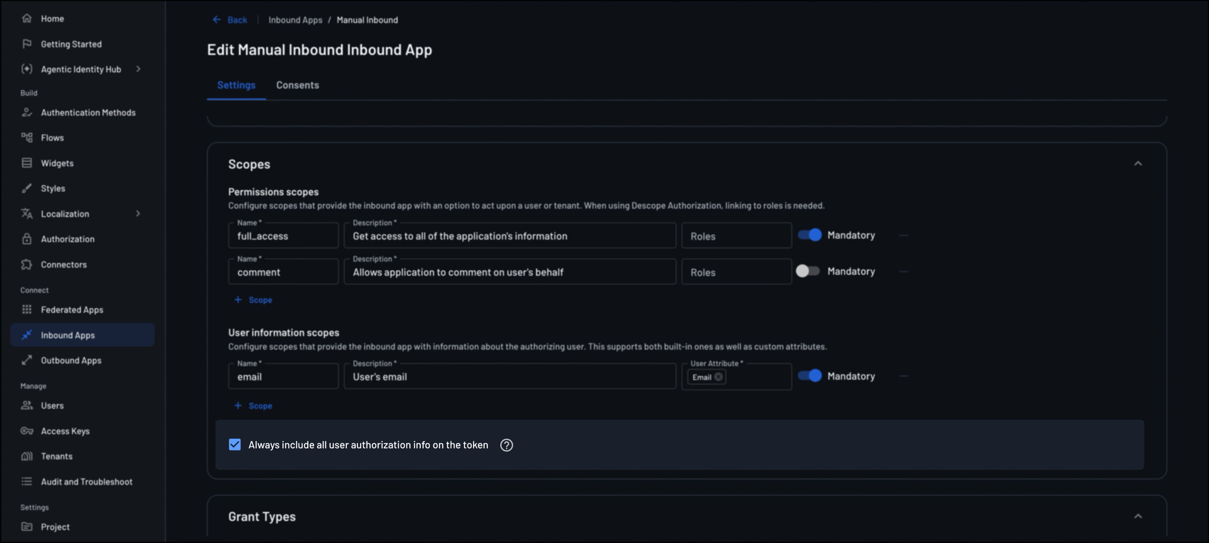 Include all authorization info in access tokens