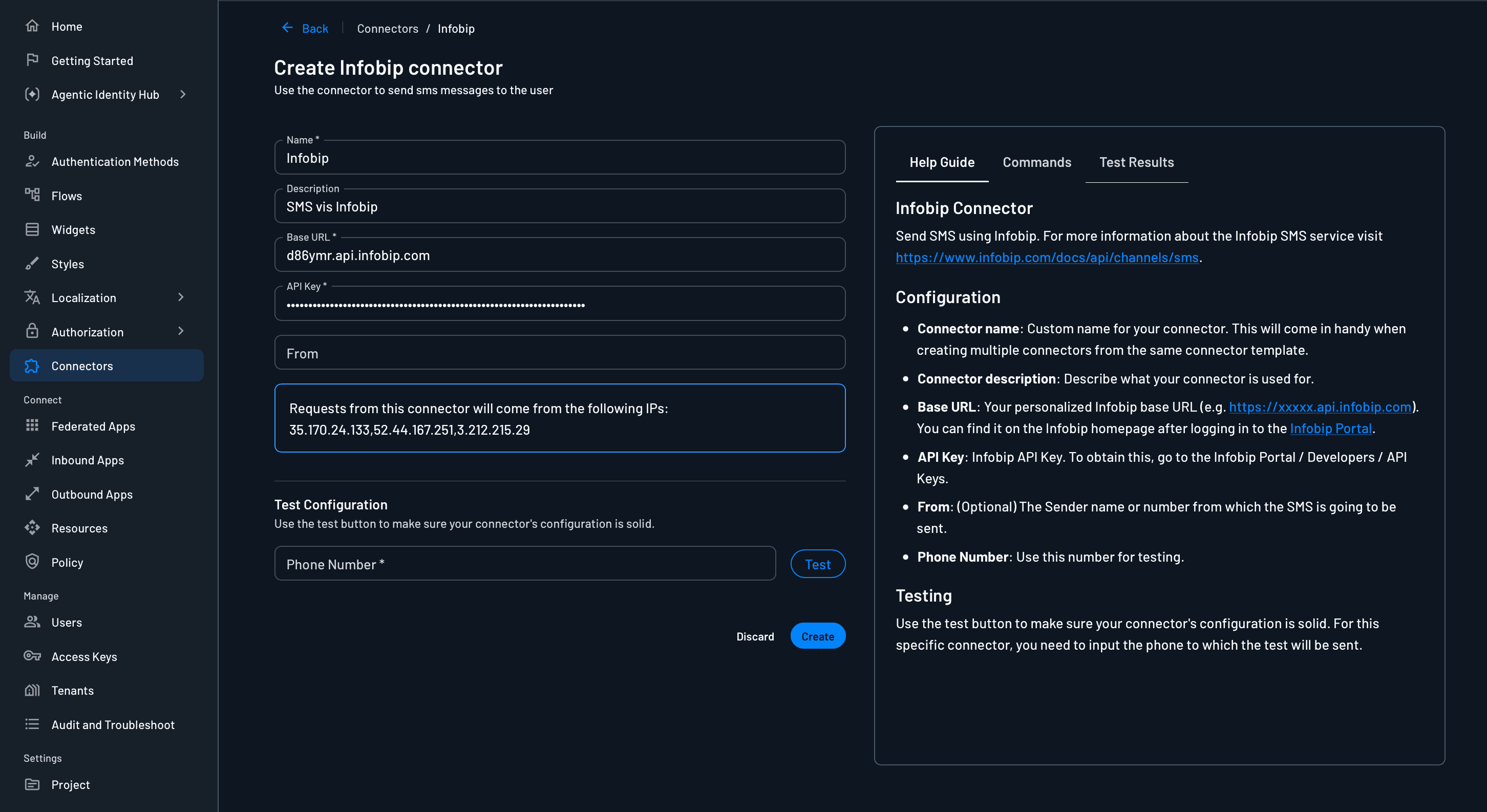 Infobip connector initialization