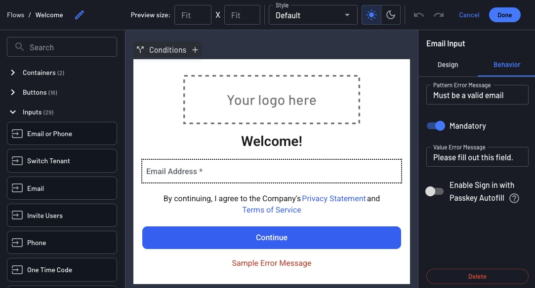 Input behavior settings