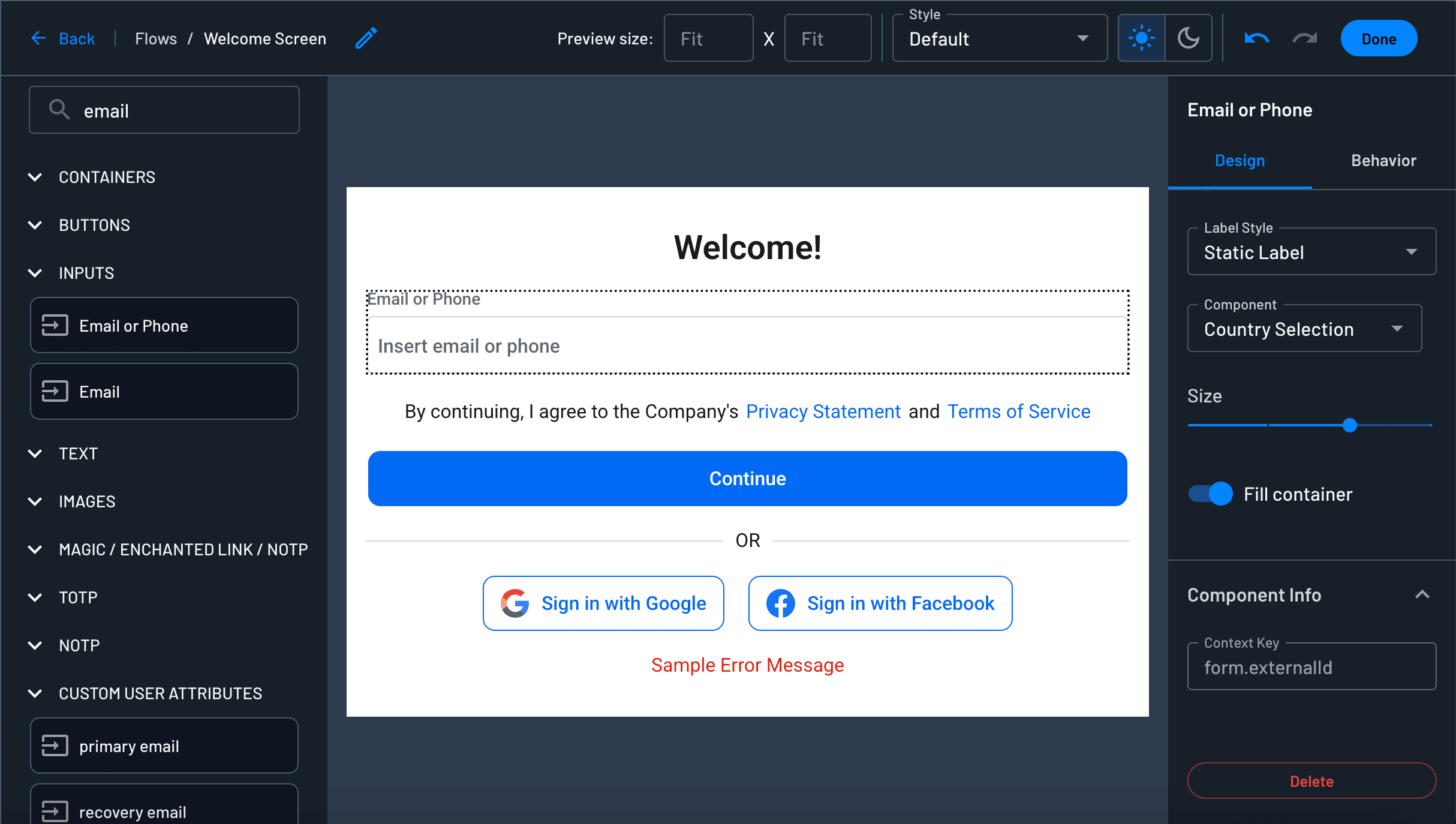 email or phone login id example