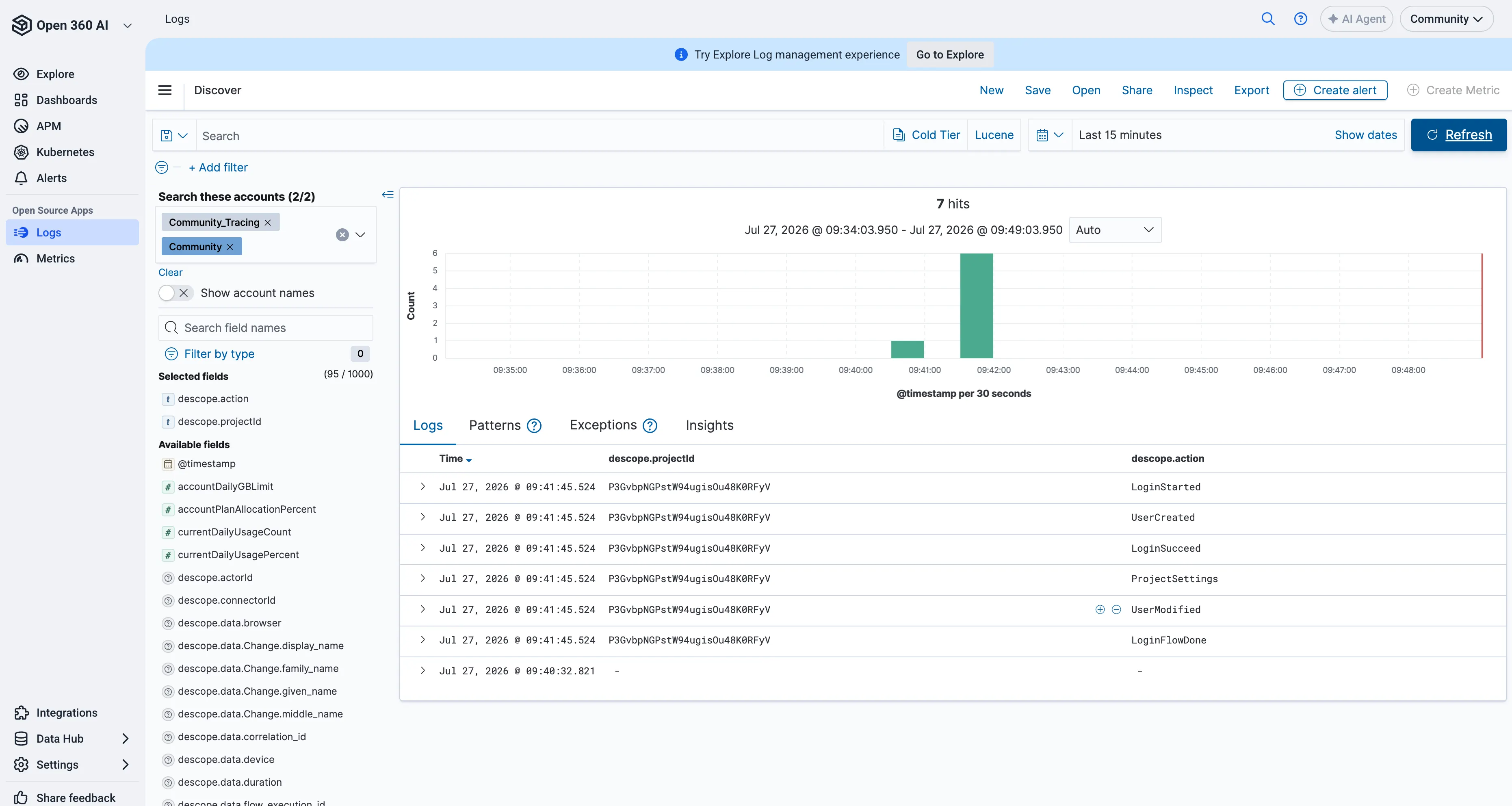 Logz.io audit logs