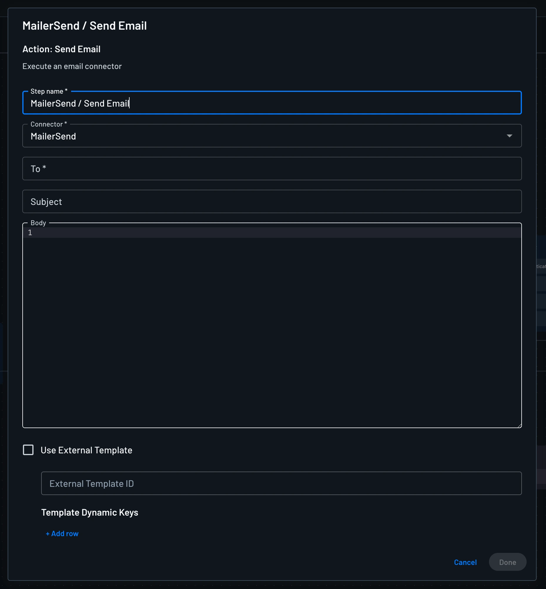 MailerSend connector in flow