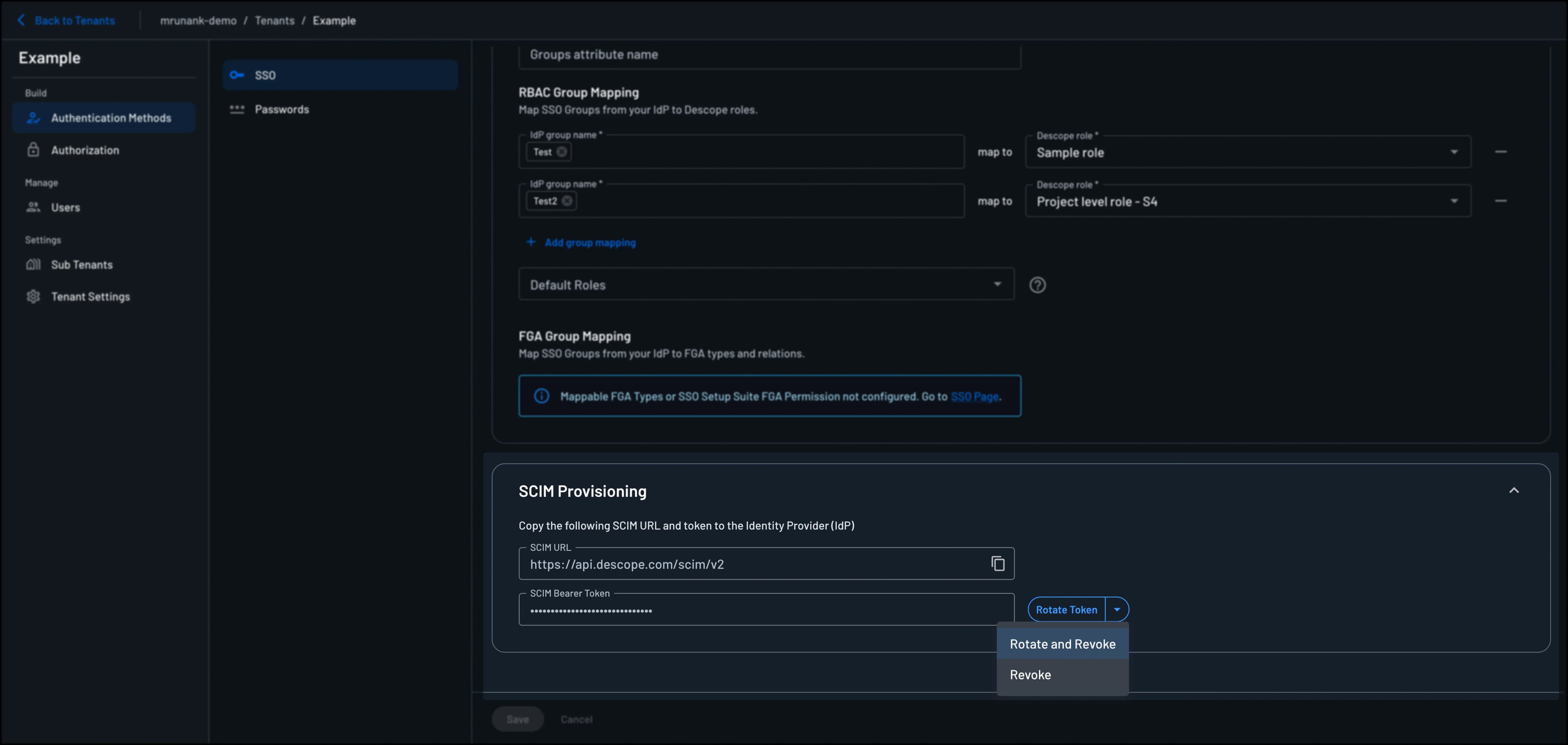 SCIM Token Management