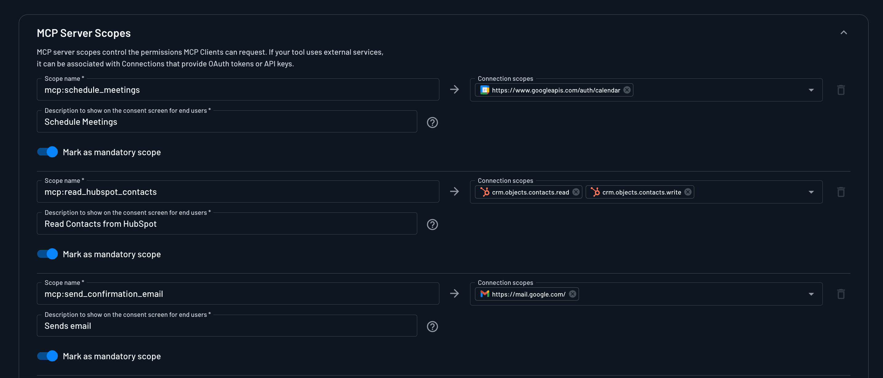 MCP server scopes