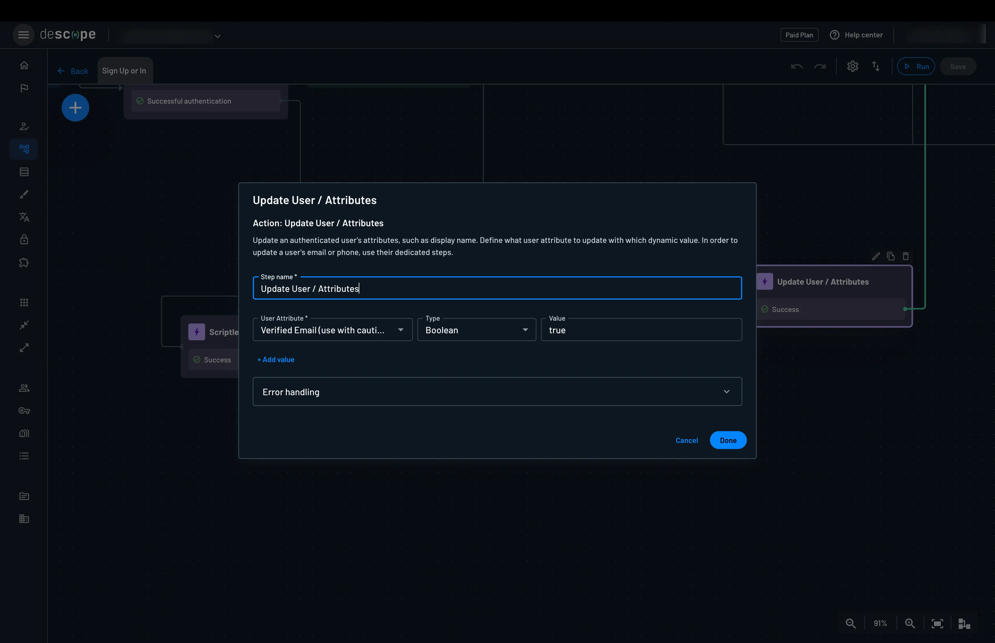 Descope custom social login with Microsoft, update user email verification based on claims