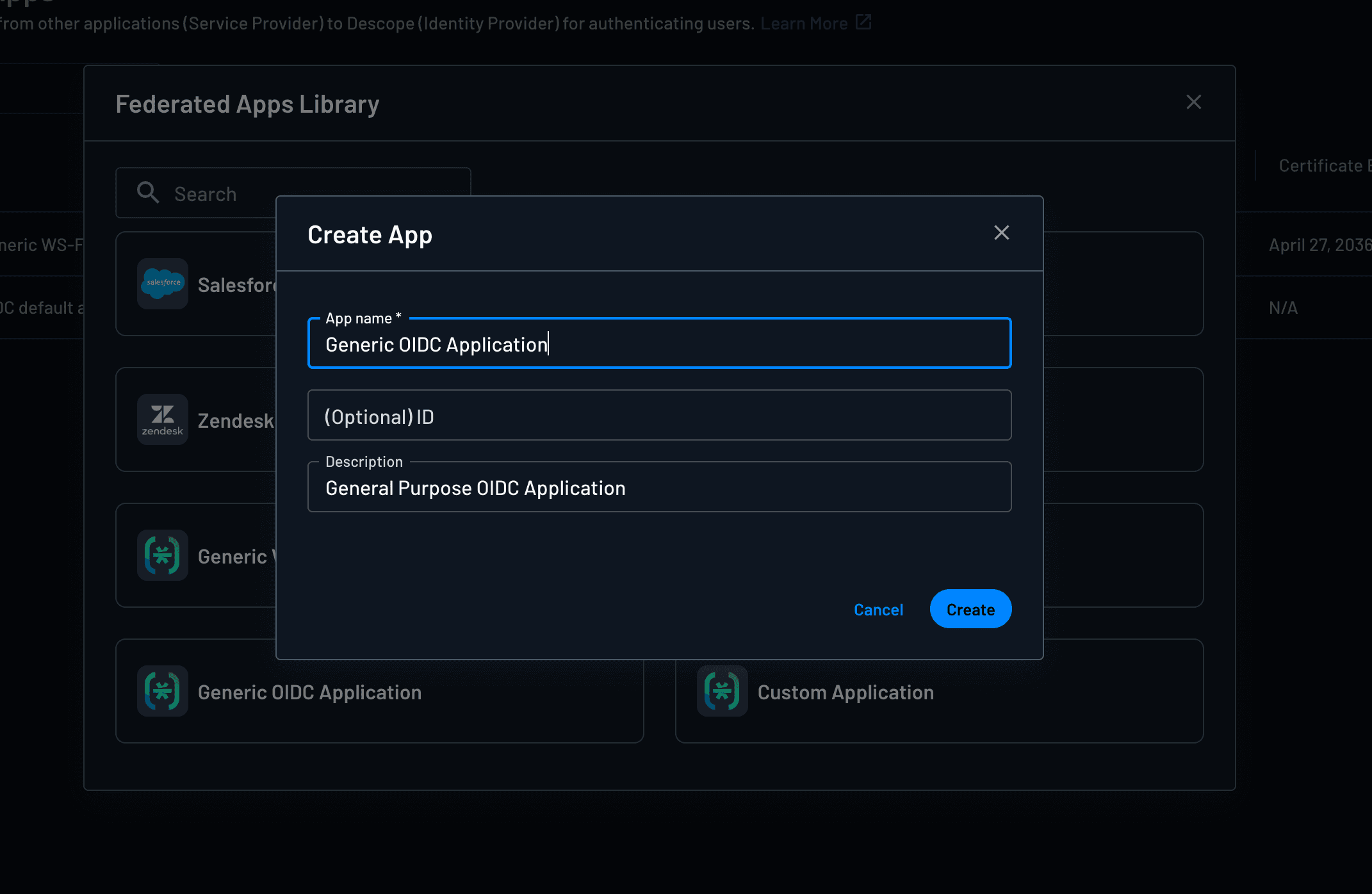 Create an OIDC Application within Descope