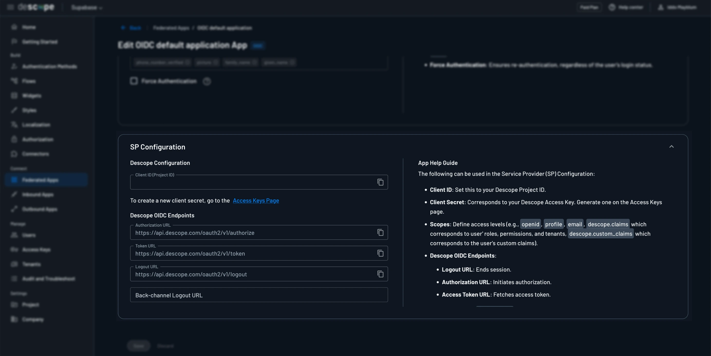 OIDC endpoints available in Descope