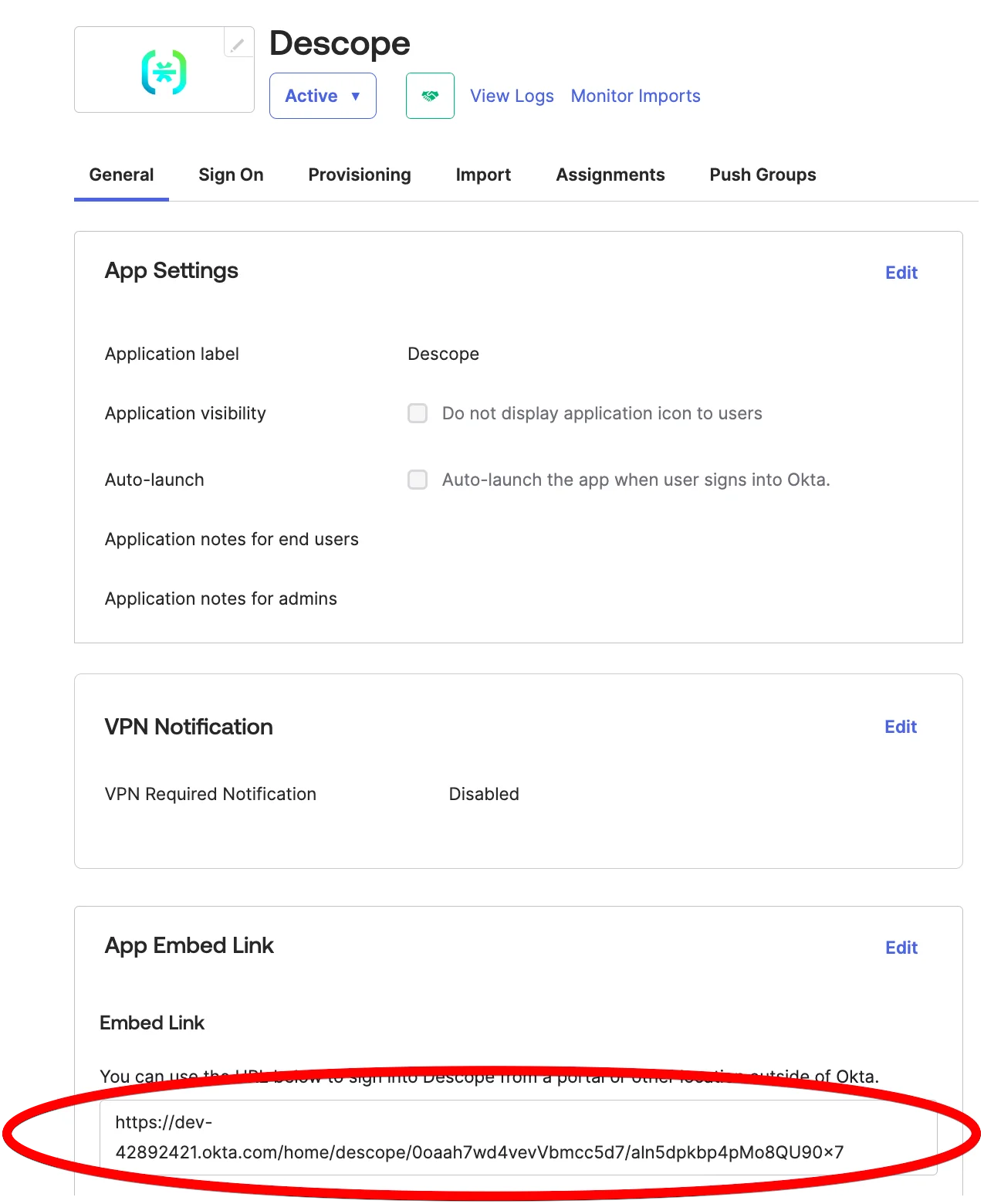 app embed link in okta