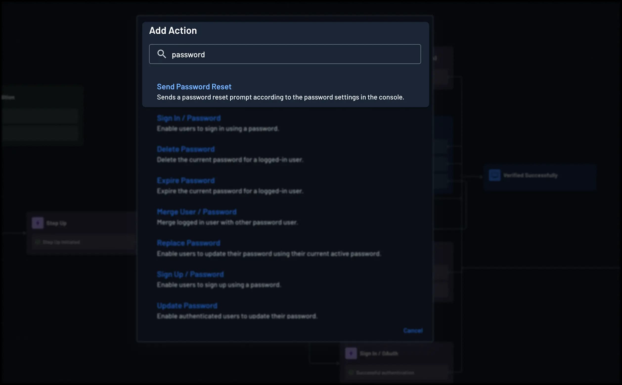 send password reset action