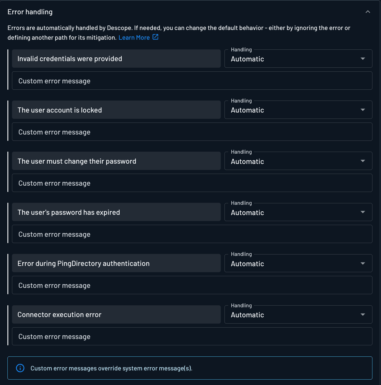 PingDirectory Connector Error Handling