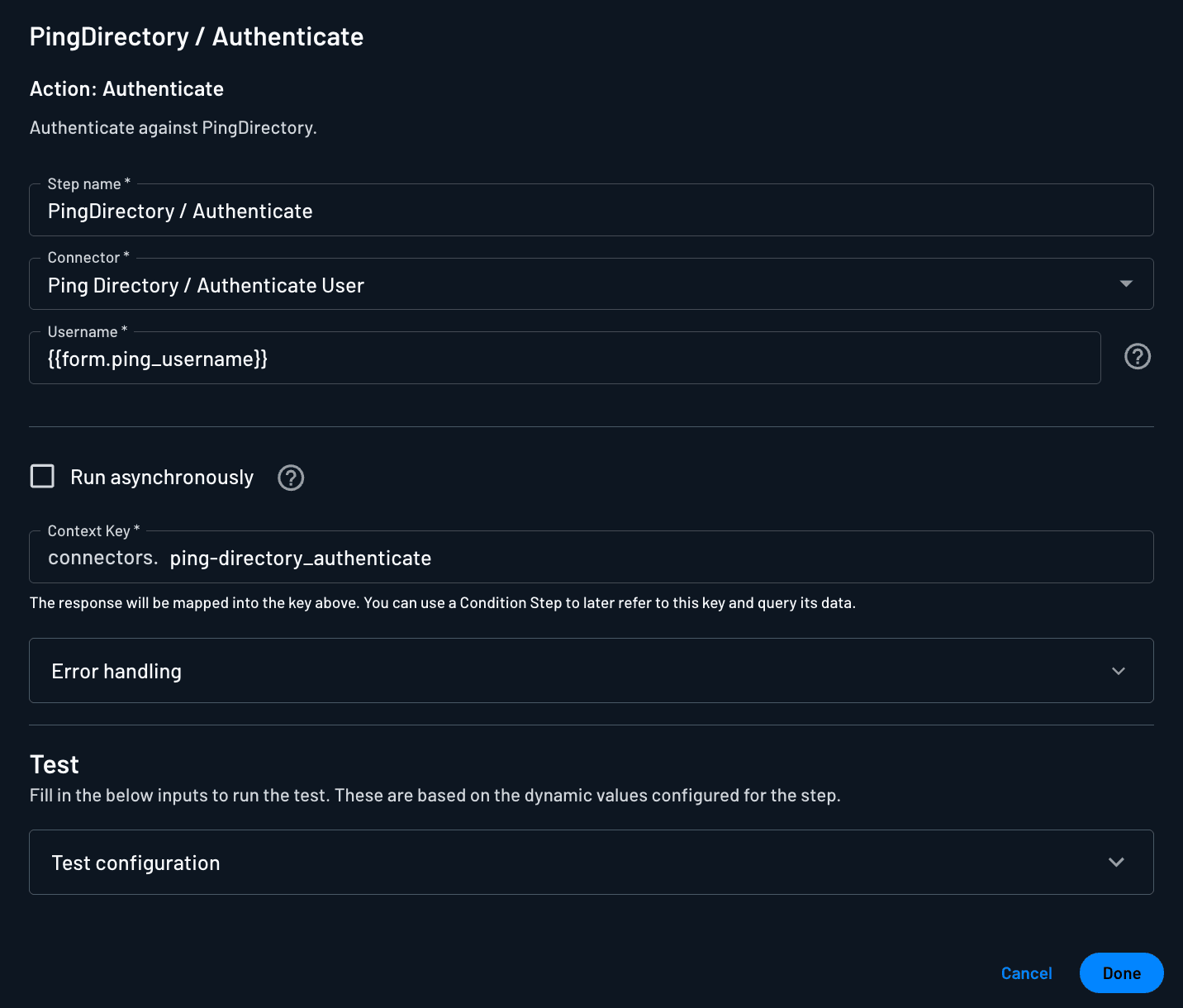 PingDirectory Connector Configuration Inside Flow