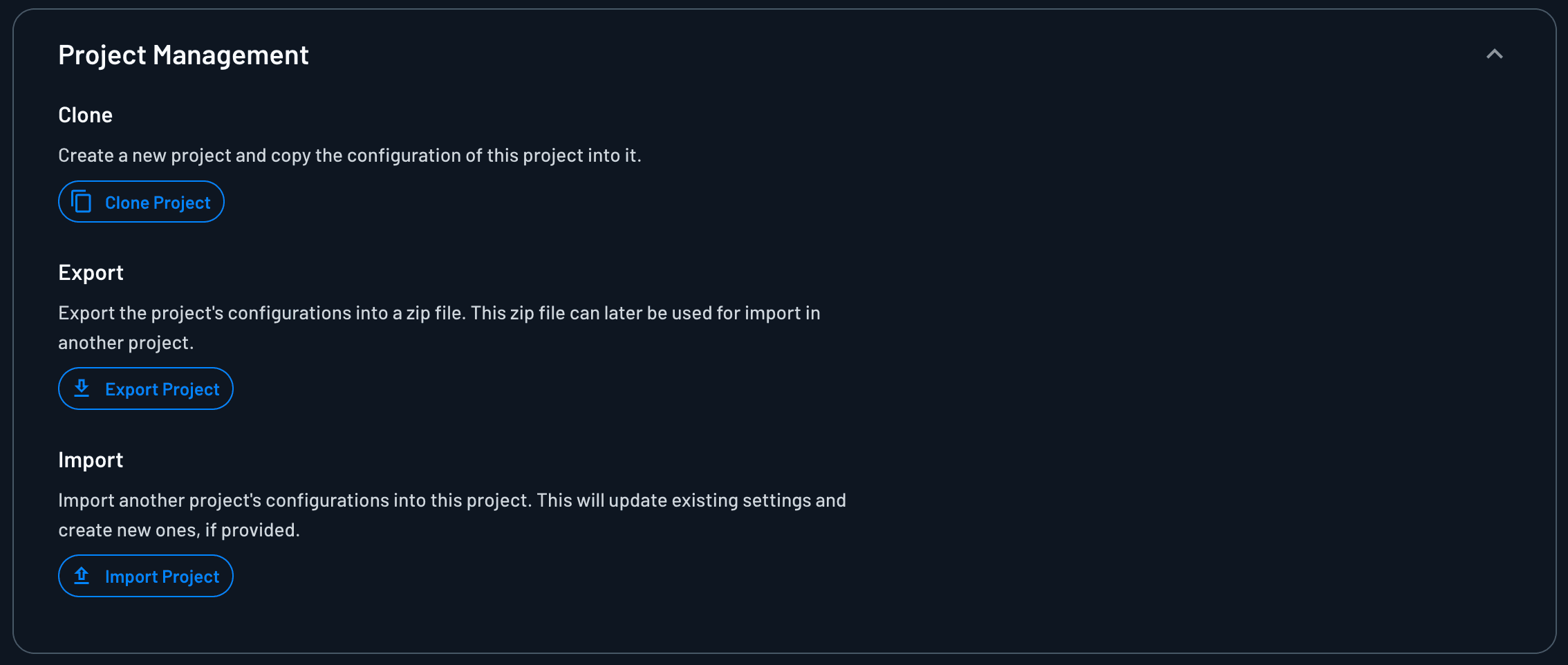 Project Management Project Settings