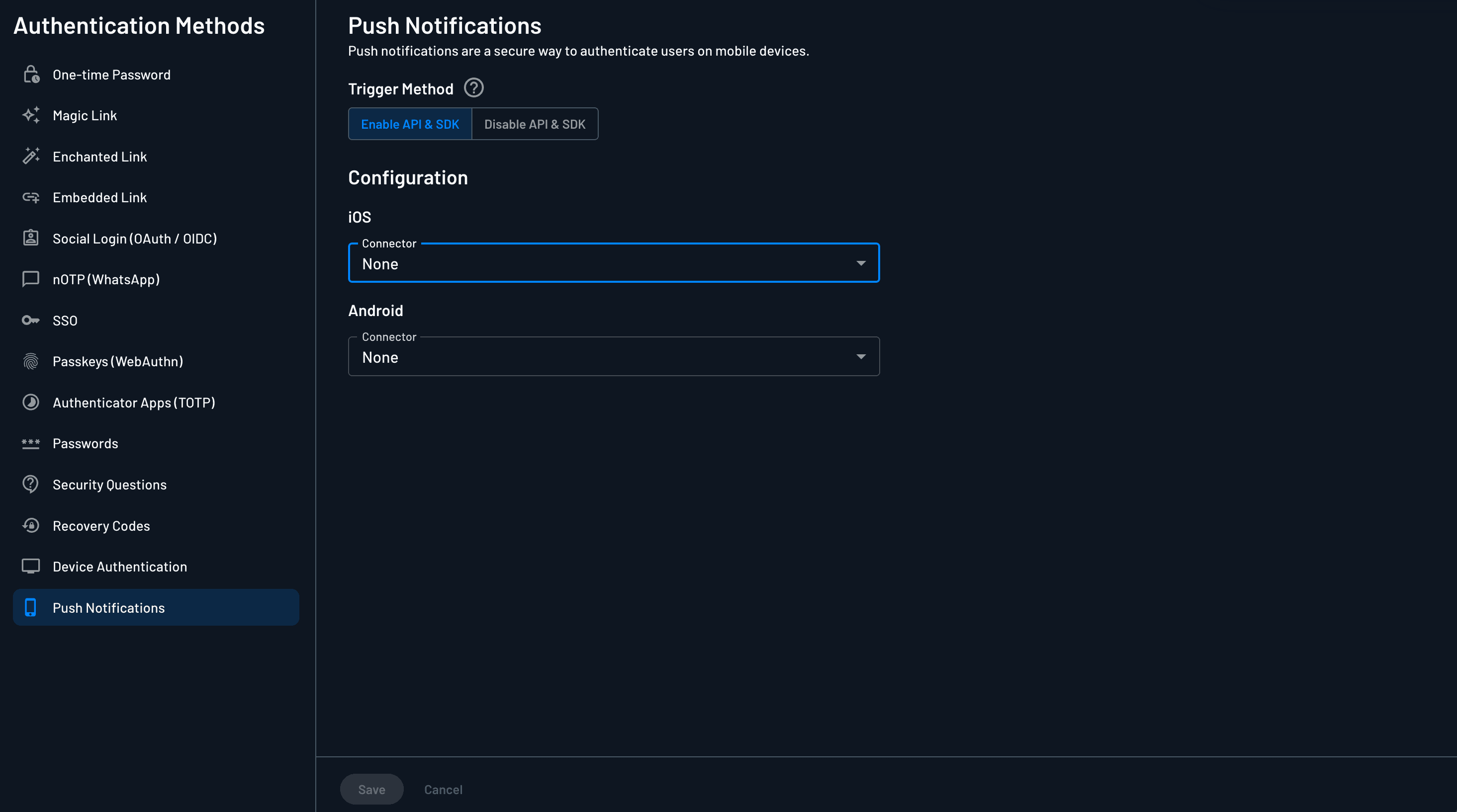 Push Authentication Settings