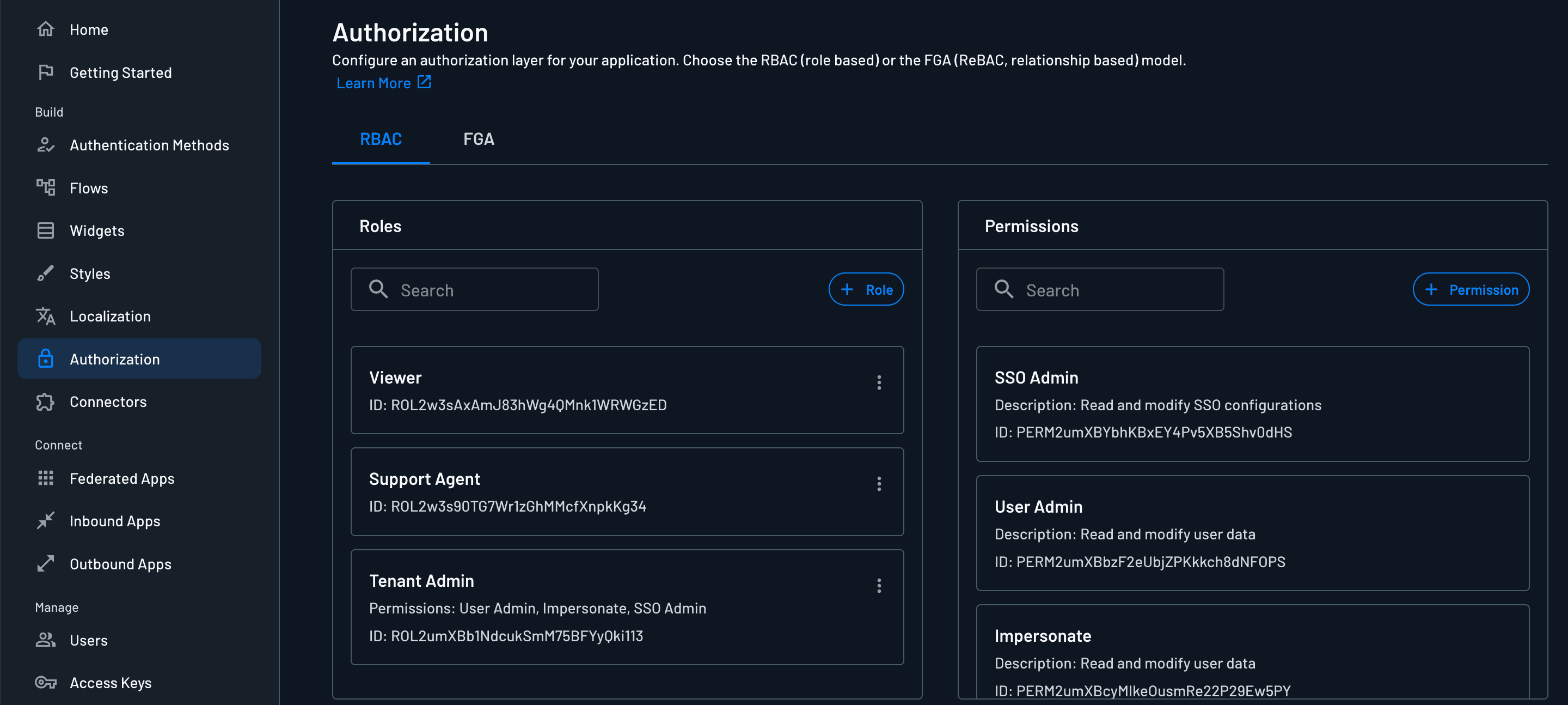 Descope permissions page shown as an example