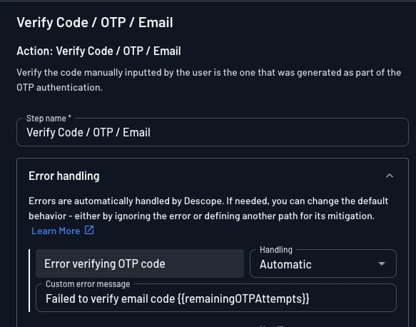 Error handling with dynamic values