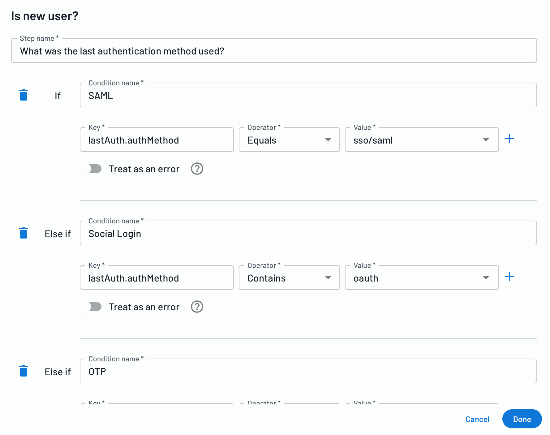 Conditional based on authentication methods